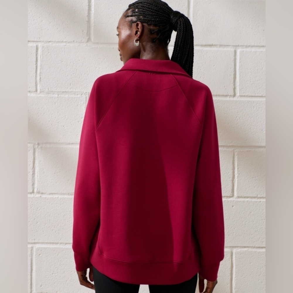 Abercrombie YPB NeoKNIT MAX Half Zip Jacket Maroon Small Oversized Athleisure - Picture 2 of 10